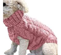 Pull en tricot à col roulé et chaud pour chien de petite taille, chihuahua, pour l'automne et l'hiver (rose, taille M)