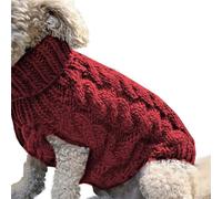 Pull en tricot à col roulé et chaud pour chien de petite taille, chihuahua, pour l'automne et l'hiver (rouge, taille M)