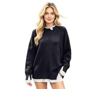 Pull en tricot à manches longues en tricot saisonnier | Manches longues avec poignets côtelés. La forme décontractée se marie facilement avec un jean, un legging ou un pantalon.