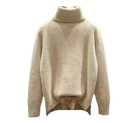 Pull en tricot ample pour femme - Pull élégant en cachemire - Col roulé - Haut d'hiver surdimensionné à manches longues - Camel - 3XL