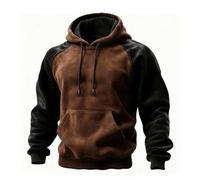 Pull en tricot décontracté pour homme, avec doublure polaire doublée en sherpa épais, tissu extérieur type gaufré, sweat d'hiver chaud avec poche kangourou, Noir , XL