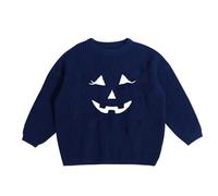Pull en tricot d'Halloween pour enfants - Sweat-shirt à manches longues - Col rond - Pull tricoté - Unisexe - Garçons et filles - Tenue automne et hiver, bleu marine, 12 mois