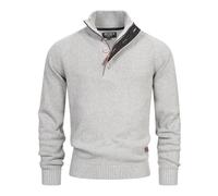 Indicode Hommes INIsalu Pullover | Pull composé à 80% de Coton Lt Grey Mix M