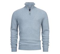 KRONSTADT KSDorsey Pull classique en laine mélangée avec col montant pour homme, Blue Shadow Mix, L