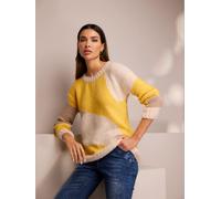 Pull en tricot motif color block tendance - Rick Cardona - jaune soleil-champagne à motifs JAUNE SOLEIL-CHAMPAGNE À MOTIFS 44