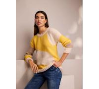 Pull en tricot motif color block tendance - Rick Cardona - jaune soleil-champagne à motifs JAUNE SOLEIL-CHAMPAGNE À MOTIFS 40