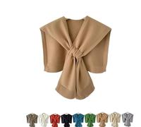 Pull en tricot pour femme - Châle tricoté noué - Poncho au crochet - Châles - Élégant - Cape douce, Thé au lait., Taille unique