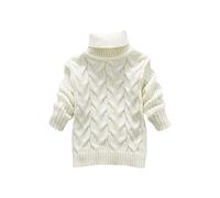 Pull en tricot pour fille à col roulé à manches longues - Haut décontracté - Pour enfants - Couleur unie - Manches longues - Pull douillet à manches longues - T-shirt thermique, Blanc., 4-5 ans
