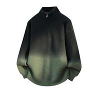 Pull en tricot pour homme avec dégradé de couleur et col zippé - Pull surdimensionné décontracté au look ombré - Pull Troyer moderne pour l'automne, Style_p01 Gris, 4XL