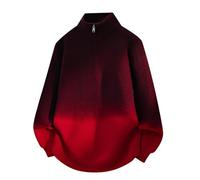 Pull en tricot pour homme avec dégradé de couleur et col zippé - Pull surdimensionné décontracté au look ombré - Pull Troyer moderne pour l'automne, Style_p05 rouge, 4XL