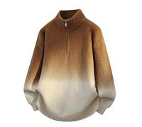 Pull en tricot pour homme avec dégradé de couleur et col zippé - Pull surdimensionné décontracté au look ombré - Pull Troyer moderne pour l'automne, Style_p02 doré, XXL