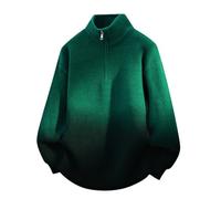 Pull en tricot pour homme avec dégradé de couleur et col zippé - Pull surdimensionné décontracté au look ombré - Pull Troyer moderne pour l'automne, Style_p03 vert, XL