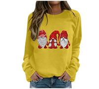 Pull en tricot rayé pour femme - Chemisier avec imprimé joyeux Noël - Sweats à capuche - Tissu léopard, jaune, M