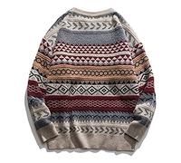 Pull en Tricot rétro à col Rond à Manches Longues pour Femmes Veste Rouge Floue