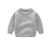 Pull en tricot solide à manches longues et col rond - Vêtement d'hiver pour fille et bébé - Vêtements courts pour femme, argenté, 2-3 ans