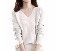 Pull en tricot thermique pour femme 2025 avec noyau de laine filée tricotée un bas pour costume d'automne, blanc, M