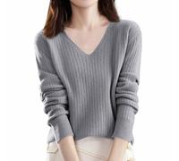 Pull en tricot thermique pour femme 2025 avec noyau de laine filée tricotée un bas pour costume d'automne, gris, M