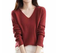 Pull en tricot thermique pour femme 2025 avec noyau de laine filée tricotée un bas pour costume d'automne, rouge pastèque, M