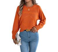 Pull en tricot torsadé à col rond et manches longues pour femme - Pull | Texture aérée à point ouvert, drapé facile, bordure côtelée, bureau au w nd, superposition caraco à la main