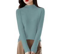 Pull en tricot torsadé pour femme, pull intelligent à col roulé décontracté, haut tricoté de couleur pure, pull à manches longues côtelé, élégant pull en tricot d'automne, vert menthe, M