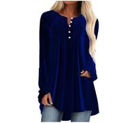 Pull en Velours Doré Femme T-Shirt Manches Longues Col V pour Femmes Hauts Grande Taille Couleur Unie Chic Blouses Femme Lâche Respirant Tunique Tops Ample Mode pour Tenues Quotidiennes