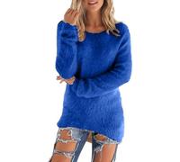 Pull en Velours Femme Hauts en Polaire Manches Longues Sherpa Pile Sweatshirt Polaire Floue Sweat Hiver Chaud Pulls Teddy Moelleux Tunique Top Lâche Couleur Unie Pull À Col Rond Léger Sweater