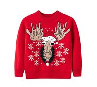 Pull Enfant,Cardigan En Tricot à Manches Longues Pour GarçOn Imprimé Flocons De Neige Et Renne VêTement D'ExtéRieur Chaud Et Confortable IdéAl Pour Les FêTes L'éCole Ou Les Loisirs (Red 3-4 Years)