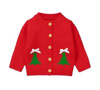Pull Enfant, Cardigan en Tricot pour bébé, Motif Sapin de Noël, Pull à Manches Longues et Boutons, vêtements d'automne et d'hiver pour Tout-Petits, Filles et garçons