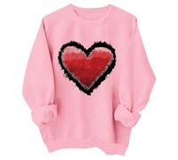 Pull Enfant Fille 10 Ans,T-Shirts de Saint-Valentin pour Filles et Enfants Sweats Graphiques cœur Manches Longues col du Cou Haut Festif Adolescents et Jeunes Filles Style Joueur (5-6 Years)