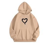 Pull Enfant Fille 14 Ans - Sweats À Capuche Et Sweat-Shirts pour Garçons Pull avec Imprimé Cœur Sweat À Capuche À Manches Longues avec Poche Parfait pour Une Tenue Et Un (Khaki 4-5 Years)