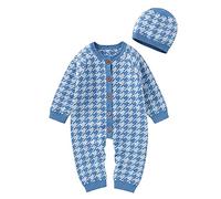 Pull Enfant Fille 9 Ans - Garçon Coton Fille Tricoté Barboteuse Combinaison Chapeau Ensemble Tenues Bébé Garçons Barboteuse Et Combinaison (Blue 3-6 Months)