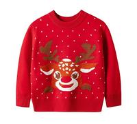 Pull Enfant Fille,Pull en Tricot de Dessin animé pour Enfants, Nouveau modèle européen d'automne et d'hiver 2024 Manteau Garçons Noir Mi Long (Red, 5-6 Years)
