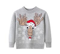 Pull Enfant Fille Stitch - Cardigan en Tricot À Manches Longues pour Garçon Imprimé Flocons De Neige Et Renne D'Extérieur Chaud Et Confortable Idéal pour Les Fêtes L'École Ou (Grey 4-5 Years)