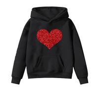 Pull Enfant Fille Sweat à Capuche Graphique Tendance, Haut Manches Longues Doux et Confortable, Vêtement Chaud Hiver, Hoodie Mignon(Black, 4-5 Years)