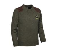 Pull col rond brodé pour enfant Percussion Khaki-Sanglier Tailles