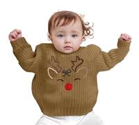 Pull Enfant, Pull d'hiver pour garçon avec Motif de Rennes brodé à la Main, idéal pour Les Tout-Petits et Les bébés. Pull Festif pour Les fêtes de Fin d'année.
