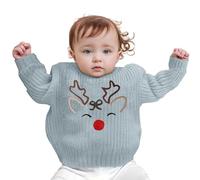 Pull Enfant, Pull d'hiver pour garçon avec Motif de Rennes brodé à la Main, idéal pour Les Tout-Petits et Les bébés. Pull Festif pour Les fêtes de Fin d'année.