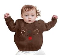 Pull Enfant, Pull d'hiver pour garçon avec Motif de Rennes brodé à la Main, idéal pour Les Tout-Petits et Les bébés. Pull Festif pour Les fêtes de Fin d'année.
