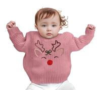 Pull Enfant, Pull d'hiver pour garçon avec Motif de Rennes brodé à la Main, idéal pour Les Tout-Petits et Les bébés. Pull Festif pour Les fêtes de Fin d'année.