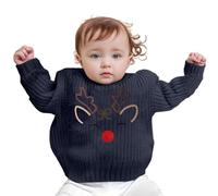 Pull Enfant, Pull d'hiver pour garçon avec Motif de Rennes brodé à la Main, idéal pour Les Tout-Petits et Les bébés. Pull Festif pour Les fêtes de Fin d'année.