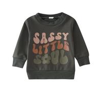 Pull Enfants Col Rond Lettres Imprimées Pulls Sweatshirts Surdimensionné Tenue Manches Longues Partie Toddler Girls Tunique pour Automne Hiver Enfant 5-12 Ans