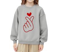 Pull Enfants Col Rond Sweat-Shirts Manches Longues Pulls Tricoté Uni Chemise Enfant Fille Partie Lettres Imprimées Ample Confortable pour Automne Hiver 5-12 Ans