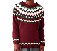 Pull Fair Isle à manches longues pour femme, pull surdimensionné pour femme, pull thermique jacquard classique imprimé pour Halloween, pulls en crochet tendance, pulls de Noël, vacances, usage