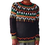 Pull Fair Isle à manches longues pour femme, pull surdimensionné pour femme, pull thermique jacquard classique imprimé pour Halloween, pulls en crochet tendance, pulls de Noël, vacances, usage