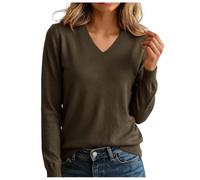 Pull FéMinin Uni à Col en V, Coupe Ample Confortable, ModèLe éLéGant Et Pratique IdéAl pour Les JournéEs De Bureau, PièCe Polyvalente Facile à Associer avec Tous Vos Pantalons Et Jupes Au Fil