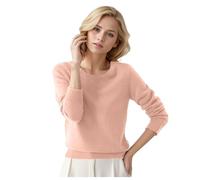 Pull Femme Automne Hiver Chaud Chic et Élégant Pull Fin Femme Manche Longue Col Rond Demi Saison Pullover Femme Tricoté Basic Doux Chandail Femme Leger Simple Uni Vintage (01#Rose Clair, L)