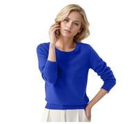 Pull Femme Automne Hiver Chaud Chic et Élégant Pull Fin Femme Manche Longue Col Rond Demi Saison Pullover Femme Tricoté Basic Doux Chandail Femme Leger Simple Uni Vintage (01#Bleu, L)