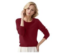 Pull Femme Automne Hiver Chaud Chic et Élégant Pull Fin Femme Manche Longue Col Rond Demi Saison Pullover Femme Tricoté Basic Doux Chandail Femme Leger Simple Uni Vintage (01#Bordeaux, L)