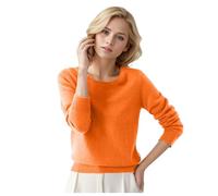 Pull Femme Automne Hiver Chaud Chic et Élégant Pull Fin Femme Manche Longue Col Rond Demi Saison Pullover Femme Tricoté Basic Doux Chandail Femme Leger Simple Uni Vintage (01#Orange, M)