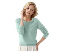 Pull Femme Automne Hiver Chaud Chic et Élégant Pull Fin Femme Manche Longue Col Rond Demi Saison Pullover Femme Tricoté Basic Doux Chandail Femme Leger Simple Uni Vintage (01#Vert Clair, XXL)